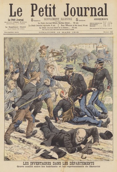 Bråk om inventarierna (färg litho) av French School