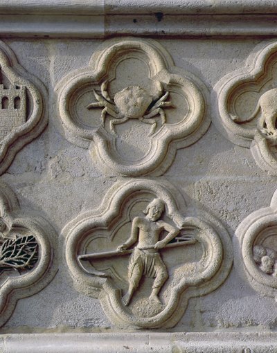 Quatrefoils föreställande Kräftan och Juni, c.1220 av French School