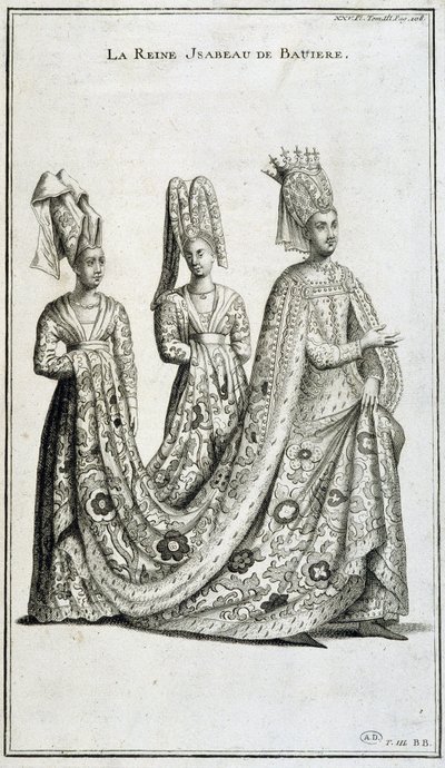 Drottning Isabeau (Isabella, Elizabeth) av Bayern (1371-1435) av French School