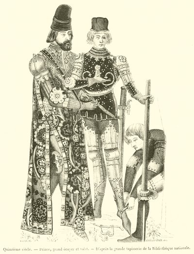Femtonde århundradet, Prince, Grand Esquire och Valet (gravyr) av French School