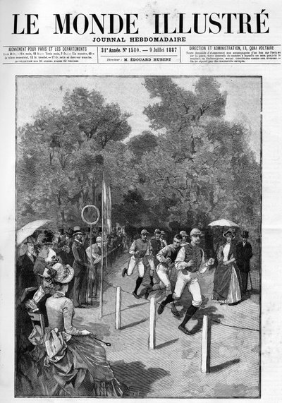 Race för Racing Club i Bois de Boulogne 1887. av French School