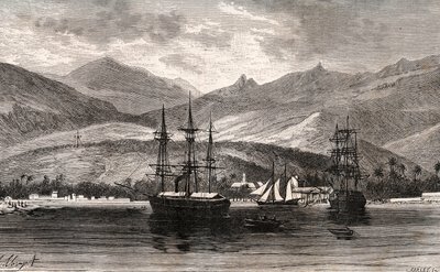 Rade de Taiti - Tahiti - gravyr i "La France illustrée: geografi, historia, statistisk administration" av V.A. Malt-Brown. 1884 av French School