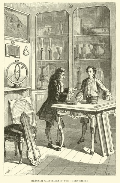 Reaumur konstruerar sin termometer (gravyr) av French School
