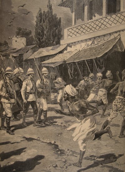 Rebellion in Bombay, illustration från Le Petit Journal: Supplement illustre, 1898 av French School