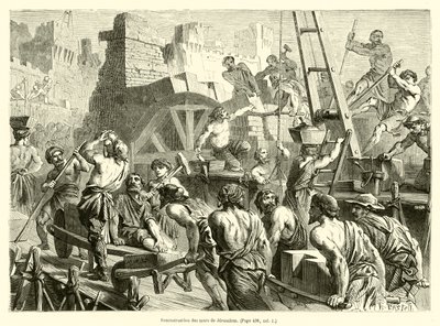 Rekonstruktion av Jerusalems murar (gravyr) av French School
