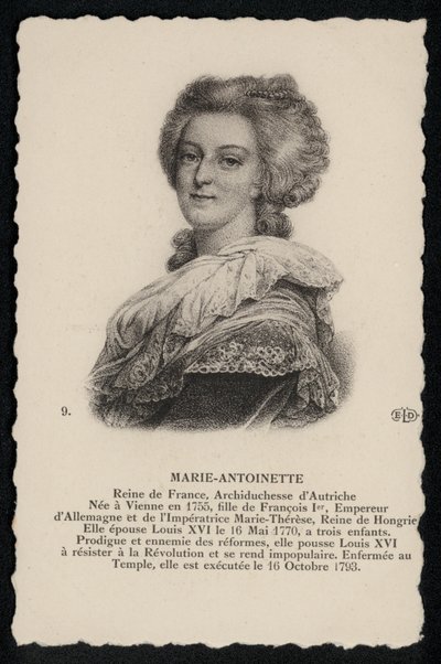 Drottning Marie-Antoinette (litografi) av French School