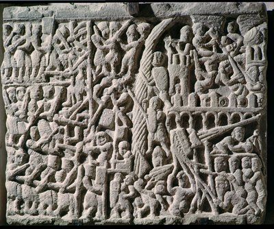 Relief som skildrar belägringen av Carcassonne av Simon de Montfort (ca 1160-1218) 1209 av French School