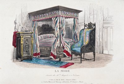 Interiör i renässansstil reviderad och tolkad i smaken av Napoleon III-eran, gravyr från tidningen La Mode (Fashion), Frankrike av French School