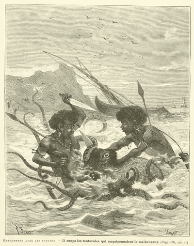 Möten med bläckfiskar (gravyr) av French School