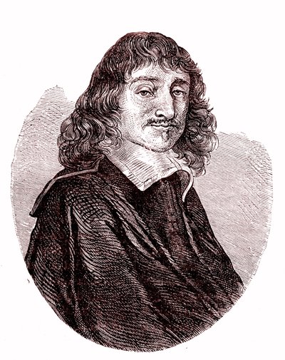 Rene Descartes, fransk fysiker, matematiker, filosof. 1865 (gravyr) av French School