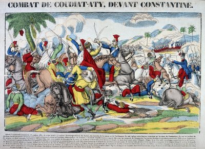 Representation av slaget vid Coudiat Aty, före Konstantin, vilket ledde till att Konstantin intogs den 13 oktober 1837. Bild på Epinal av French School