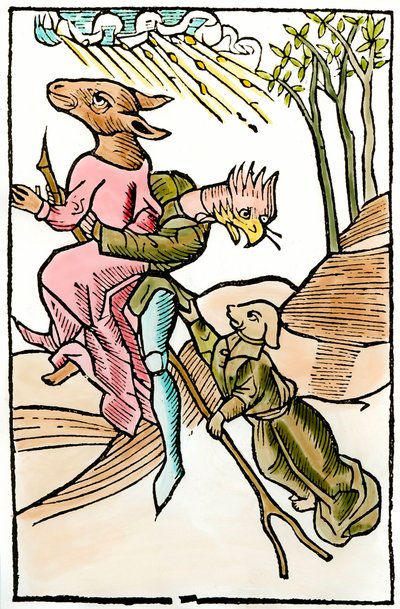 Representationer av demoner och lamies hämtade från demonologibranschen "De lamiis et phitonicis mulieribus" (Häxorna och spåmännen) av Ulrich Molitor redigerad av Johan Pruss (aktiv ca 1488-1493). 1499. Paris. Dekorativ konst av French School