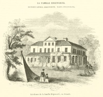 Residens för familjen Edgeworth, Irland (gravyr) av French School