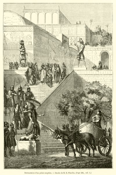 Restaurering av ett assyriskt palats (gravyr) av French School