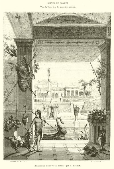 Restaurering av utsikten över Pompeji (gravyr) av French School