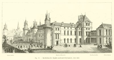 Rekonstruktion av Louvrens nordvästra fasader, cirka 1610 av French School