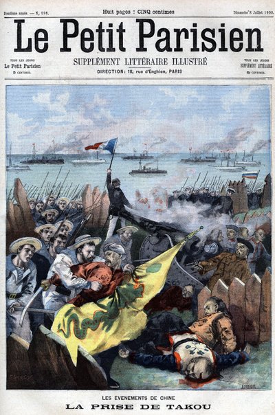 Revolt des Boxers (1898-1900): De allierade fångar Takou i Kina - i "Le Petit Parisien" av French School