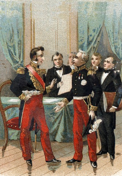 Julirevolutionen 1830: ""Du är den bästa av republikerna"" fras som La fayette (Lafayette) sa till hertigen av Orleans, som blev Louis Philippe I (1773-1850), kung av fransmännen, den 26 juli 1830 . av French School