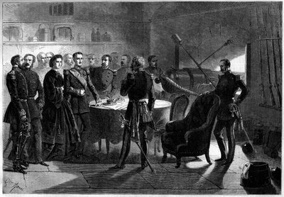 Risorgimento - Expedition of the Thousand or Red Shirts av Giuseppe Garibaldi (1807-1887) - Siege of Gaete, Italien av French School