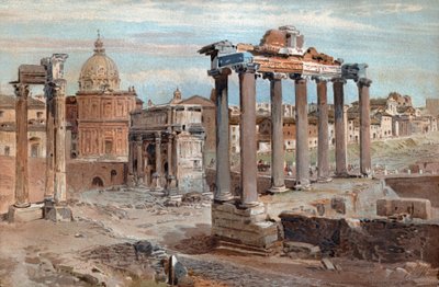 Forum Romanum. romerskt forum. (akvarell, cirka 1900) av French School