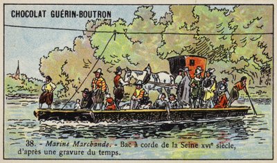 Repfärja över floden Seine, Frankrike av French School