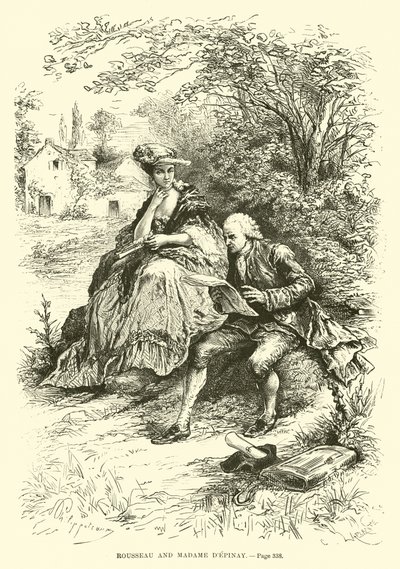 Rousseau och Madame dEpinay av French School