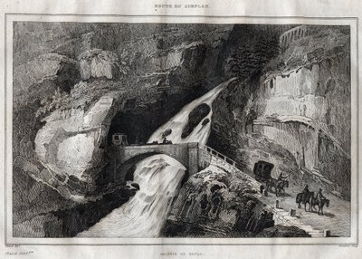 Route du Simplon - Gravyr från "" Pittoreska Italien"" av M. de Norvins, Ch. Nodier 1834-1836. av French School