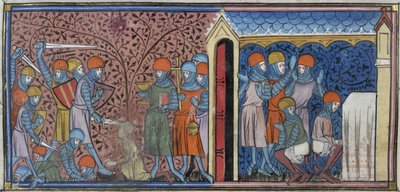 Royal 16 G. VI, f.185v Raid of the Mansur of Cordoba, illustration från 