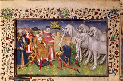 Royal 20 B. XX, fol.82v, Alexander gav vita elefanter, från 