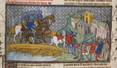 Royal 20 C. VII, f.136v Passage of the Seine, illustration från 