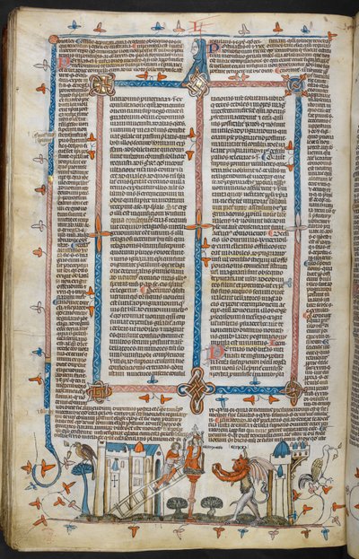 Royal MS 10 E IV, f.209v, The Painter and the Devil, från Decretals of Gregory IX med glans av Bernard av Parma (