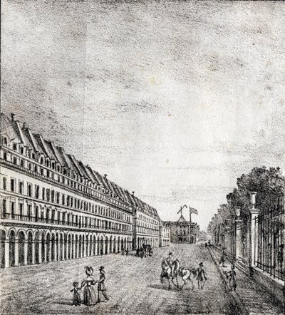 Rue de Rivoli, Paris - "Alphabet Picturesque des Monumens de Paris" ca 1840 (gravyr) av French School