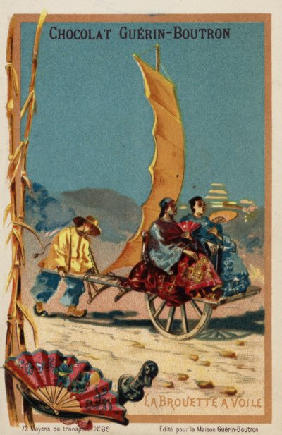 Segeldriven skottkärra (chromolitho) av French School