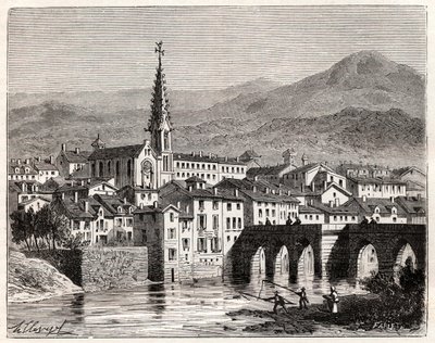 Saint-Antonin-Noble-Val (Saint Antonin Noble Val) - Languedoc-Roussillon-Midi-Pyrenee - gravyr i "Frankrike illustree: geografi, historia, statistisk administration" av V.A. Malt-brunt. 1884 av French School