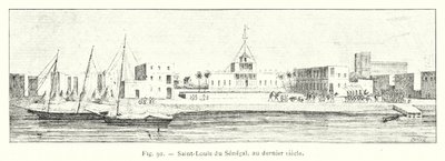 Saint-Louis av Senegal, under förra seklet (gravyr) av French School