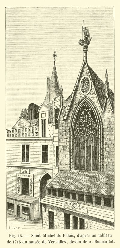 Saint-Michel du Palais, efter en målning från 1715 i Versailles-museet, teckning av A Bonnardot av French School
