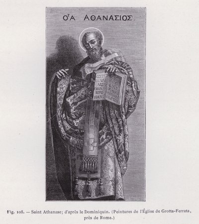 Sankt Athanasius; efter Dominichino, målningar av kyrkan Grotta-Ferrata, nära Rom (gravyr) av French School