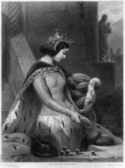 Saint Bathilde drottning av Frankrike (död 680) hustru till Clovis II. I "Les Saintes Femmes" av French School
