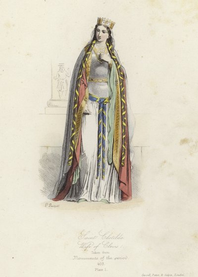 Saint Clotilde, hustru till Clovis I, Frankernas kung av French School
