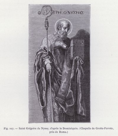 Sankt Gregorius av Nyssa; efter Dominichino, kapellet Grotta-Ferrata, nära Rom (gravyr) av French School