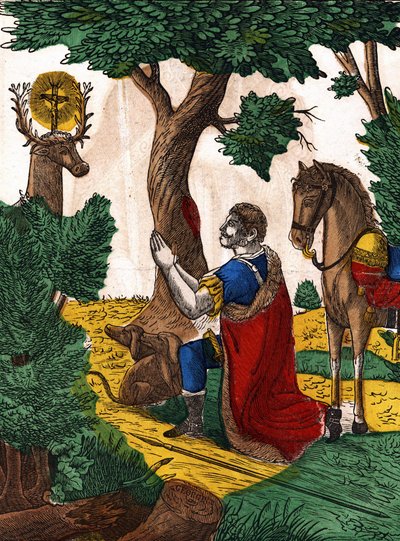 Sankt Hubert. Bild av Epinal, första hälften av 1800-talet av French School