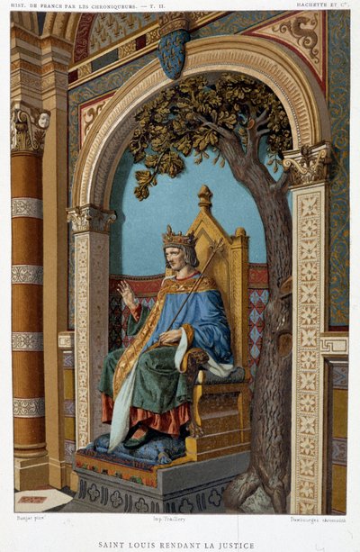 Saint Louis ger rättvisa - i "The Chroniclers of the History of France from the Origins to the 16th Century" av Mme de Witt, Paris av French School