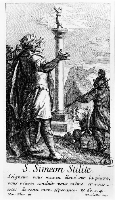 Saint Simeon Stylite på sin kolumn av French School