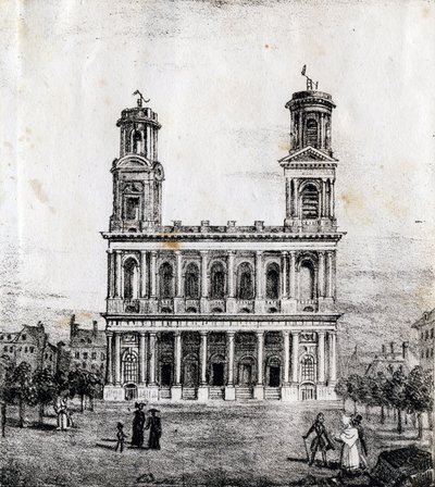 Saint Sulpice Church, Paris - "Alphabet Picturesque des Monuments de Paris" c.1840 (gravyr) av French School