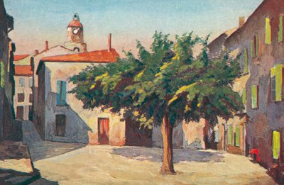 Saint Tropez: Pittoreskt hörn (färglitografi) av French School