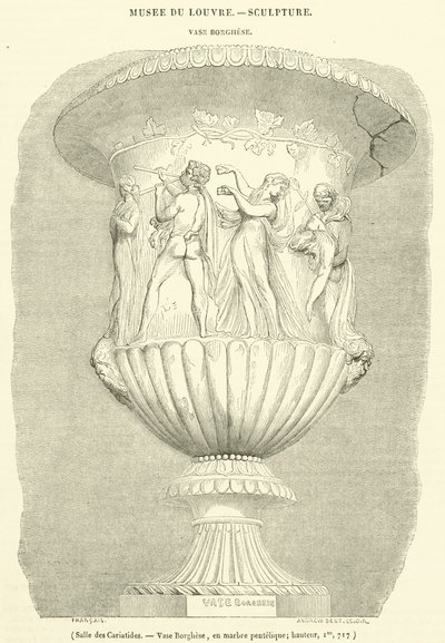 Hall of the Caryatids, Borghese Vas, i pentelisk marmor, höjd, Im, 717 (gravyr) av French School