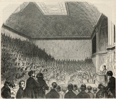 Klassrum på College de France i Paris på 1800-talet - Gravyr i "Tableau-de-Paris" av Edmond Texier 1852 av French School