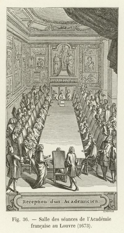 Sessionsrum för Franska Akademien vid Louvren, 1673 av French School