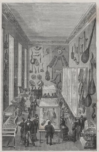 Hall of the National Conservatory of Music Museum of Paris - Gravyr i "Sciences à la range de tous - fysik och populär kemi"" av Alexis Clerc - Slutet av 1800-talet - Privat samling av French School