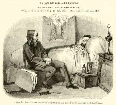 Salong 1841, Målning, Michelangelo tar hand om sin sjuka tjänare (gravyr) av French School